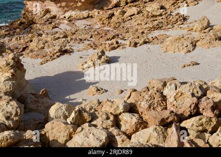 Ein malerischer Blick auf eine felsige Küste am Rande eines Gewässers Stockfoto