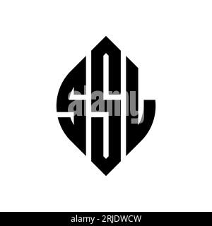 SSL-Logo mit kreisförmigem Buchstaben, Kreis- und Ellipsenform. SSL-Ellipsenbuchstaben im typografischen Stil. Die drei Initialen bilden ein kreisförmiges Logo. SSL-CI Stock Vektor