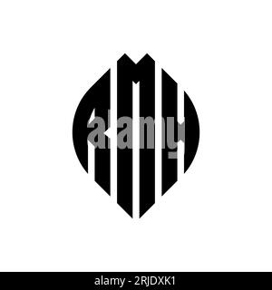 RMX-Logo mit kreisförmigem Buchstaben und Ellipsenform. RMX-Ellipsenbuchstaben im typografischen Stil. Die drei Initialen bilden ein kreisförmiges Logo. RMX CI Stock Vektor