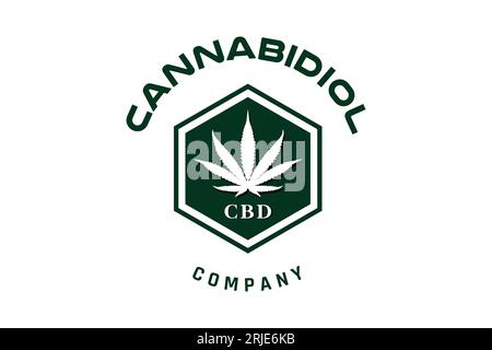 Einfaches Cannabis-Marihuana-Logo Mit Hexagon-Form-Vektor-Design, Stock Vektor