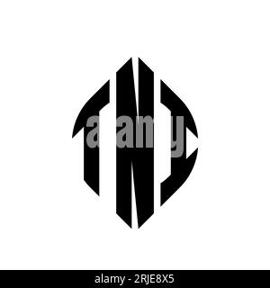 TNI-Logodesign mit kreisförmigem Buchstaben und Ellipsenform. TNI-Ellipsenbuchstaben im typografischen Stil. Die drei Initialen bilden ein kreisförmiges Logo. TNI CI Stock Vektor