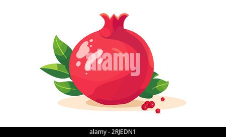 Granatapfelfrüchte. Flache Darstellung von Granatapfelkernen isoliert auf weißem Hintergrund. Vektorillustration Stock Vektor