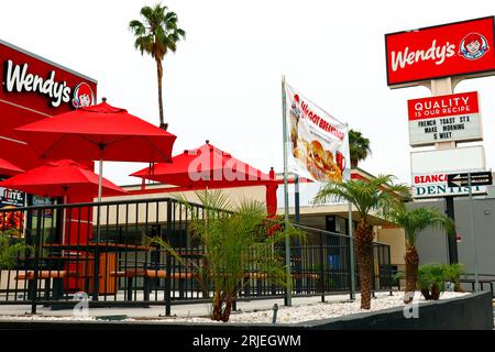 Los Angeles, Kalifornien: Wendy's - American International Fast-Food-Restaurantkette Stockfoto