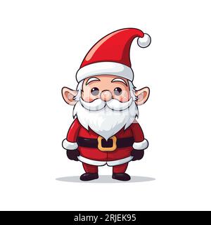 Süße weihnachtself im scharlachroten Stil isoliert auf weißem Hintergrund Stock Vektor