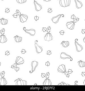 Nahtloses Kürbis-Muster im Doodle-Stil. Einfache Vektorillustration Stock Vektor
