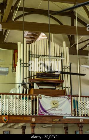 Pfeifenorgel im Chor von St. John's Anglican Cathedral in Belize City, Belize. Stockfoto