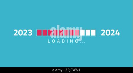 Balken „Neues Jahr 2023 bis 2024 in Bearbeitung“ wird geladen. Stock Vektor