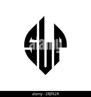 SLP-Logodesign mit kreisförmigem Buchstaben und Ellipsenform. SLP-Ellipsenbuchstaben im typografischen Stil. Die drei Initialen bilden ein kreisförmiges Logo. SLP-CI Stock Vektor
