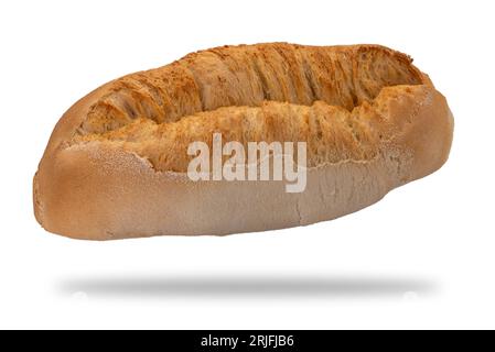 Italienischer Brotlaib, eine Art Brot aus dem Piemont, genannt Paesana. Isoliert auf weiß mit Beschneidungspfad enthalten Stockfoto