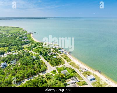 Luftaufnahme des Landstraßengebietes, Ost hampton, ny Stockfoto