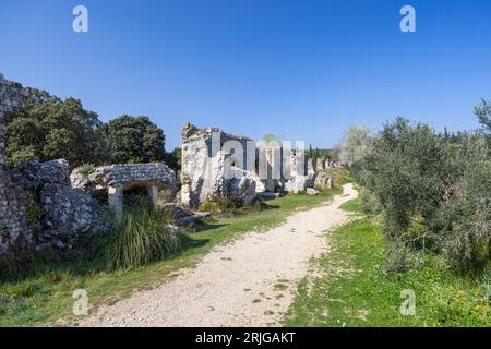 Barbegal Aquädukt (Aqueta Romain de Barbegal) in der Nähe von Arles, Fontvieille, Provence, Frankreich Stockfoto