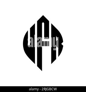 VFR-Logodesign mit kreisförmigem Buchstaben und Ellipsenform. VFR-Ellipsenbuchstaben im typografischen Stil. Die drei Initialen bilden ein kreisförmiges Logo. VFR CI Stock Vektor