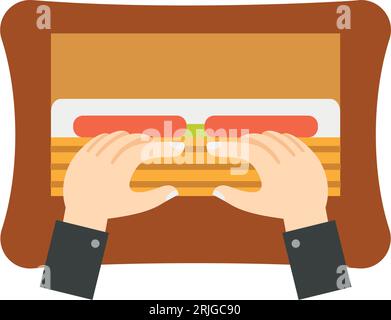 Hände des Kochs, der Sushi-Ikone macht Stock Vektor