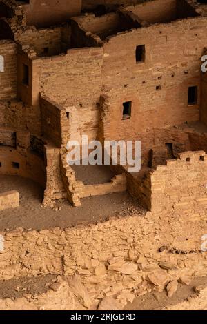 Cliff Palace in Alkove in Chapin Mesa, Blick vom Cliff Palace Overlook, Mesa Verde National Park, Colorado, USA Stockfoto