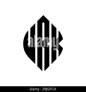 VRK kreisförmiges Logo mit Kreis- und Ellipsenform. VRK-Ellipsenbuchstaben im typografischen Stil. Die drei Initialen bilden ein kreisförmiges Logo. VRK CI Stock Vektor