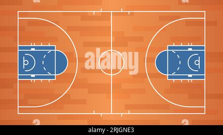 Ein farbenfrohes Design mit Blick auf den Basketballplatz von oben Stock Vektor