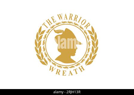 Warrior-Logo-Kranz, Vintage-Münzdesign Stock Vektor