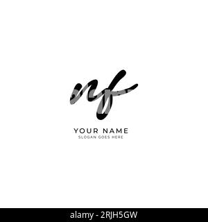 N, F, NF Anfangsbuchstabe handgeschriebenes und signiertes Vektorbild-Logo Stock Vektor