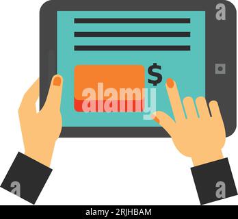 Tablet mit Online-Rechnungssymbol in der Hand Stock Vektor
