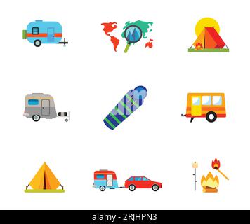 Camping-Icon-set Stock Vektor
