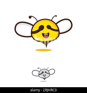 Lustiger Smile Honey Bee Animals Logo-Vektor. Vektorillustration Stock Vektor