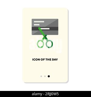 Schere schneidet Kreditkarte flach Symbol Stock Vektor