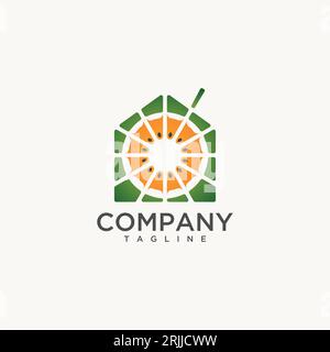 Home Juice Logo Vektor Symbol Symbol minimalistisches Vorlagen-Design. Vektorillustration Stock Vektor