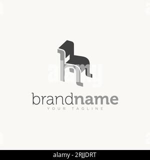 Möbel Stuhl Buchstabe H minimalistisches flaches Logo-Vorlage-Design. Vektorillustration Stock Vektor