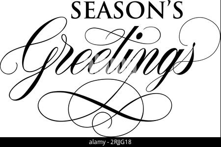 Jahreszeiten Grüße Inschrift Mit Blumen Stock Vektor