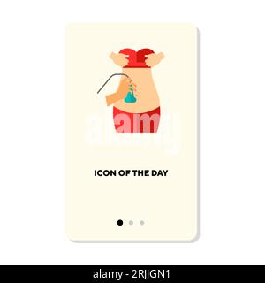 Hand des Arztes, der den Magen einer schwangeren Frau abtastet, flaches Symbol Stock Vektor