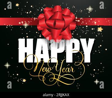 Happy New Year Inschrift and Ribbon (alles Gute zum neuen Jahr) Stock Vektor