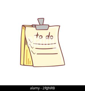 Haftnotiz, Notizen, Notizbuch. Handgezeichnete Schreibwaren liefern Doodle. Vektordesign-Illustration isoliert auf weißem Hintergrund. Stock Vektor