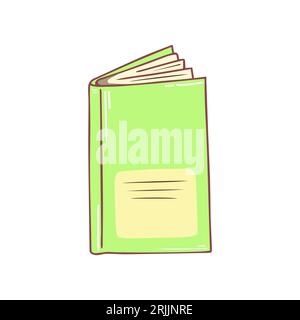 Buch im Comic-Stil. Von Hand gezeichnetes Doodle. Vektordesign-Illustration isoliert auf weißem Hintergrund. Stock Vektor