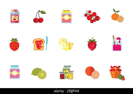 Ikonenset Beeren und Früchte Stock Vektor