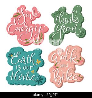 Beschriftungsaufkleber über Natur und Nachhaltigkeit Stock Vektor