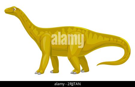 Vulcanodon Dinosaurier fröhliche Zeichentrickfigur. Paläontologie Tier, ausgestorbene Eidechse oder Jurazeit Dinosaurier fröhliche Vektorpersönlichkeit. Prähistorische Re Stock Vektor