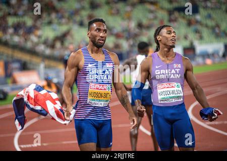 Matthew Hudson-Smith (Goldmedaille), Alex Haydock-Wilson (Bronzemedaille). 400m., Europameisterschaft München 2022 Stockfoto