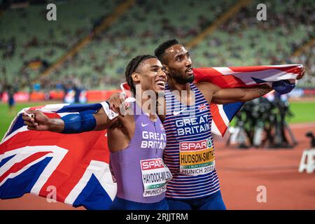 Matthew Hudson-Smith (Goldmedaille), Alex Haydock-Wilson (Bronzemedaille). 400m., Europameisterschaft München 2022 Stockfoto