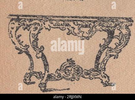 Vintage Illustrated Lexikon Wörterbuch aus den 1940er Jahren Családi kis Lexikon Wörterbuch : Möbel Stile Möbel Illustrationen : Louis XV Stil : Rokoko : Mode des Zeitalters von König Ludwig XV. Von Frankreich. Das Schalenschmuck ist die Hauptkomponente Stockfoto