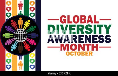 Global Diversity Awareness Month Vektor Illustration Hintergrund mit bunten Formen und Designs. Moderne Vielfalt im Oktober Stock Vektor