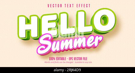 Hallo Sommer Text, Comic-Stil editierbaren Text-Effekt Stock Vektor