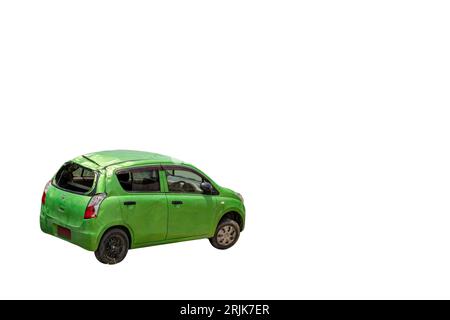 Suzuki alto car scrap on white isolated background: Swat,Pakistan - June 10, 2023. Stockfoto