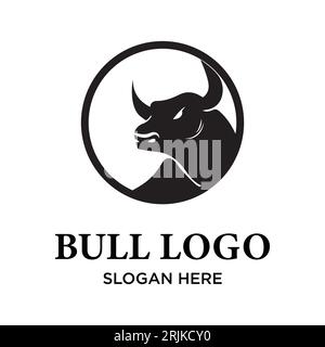 Design-Inspiration für das Black Bull in Circle Logo. Stock Vektor