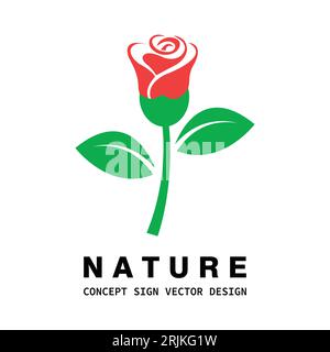 Design des Flower Nature Concept-Logos. Abstraktes Symbol für die grünen Blätter der Tulpenblüte. Gesundheitszeichen. Vektorillustration. Stock Vektor