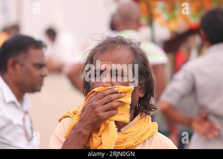 Anhänger von Lord Hanuman auf den Straßen von Bhadrachalam, Indien, Telangana State Stockfoto