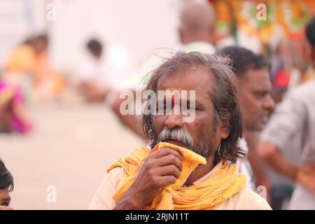 Anhänger von Lord Hanuman auf den Straßen von Bhadrachalam, Indien, Telangana State Stockfoto