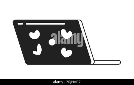 Herzaufkleber Laptop monochrom flacher Vektor-Gegenstand Stock Vektor