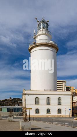Der Leuchtturm von Malaga, Andalusien, Spanien Stockfoto