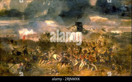 Schlacht von Waterloo, 18. Juni 1815, Ölgemälde auf Leinwand von Clement-Auguste Andrieux, 1852 Stockfoto