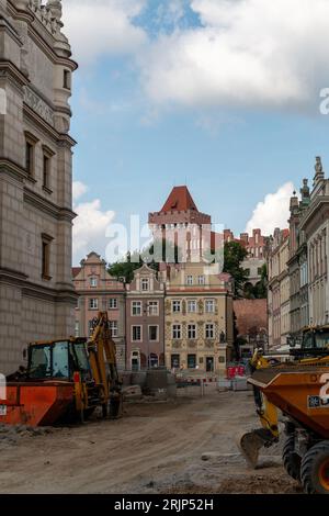 Restaurierungsarbeiten im historischen Stadtzentrum von Posen, Polen. Stockfoto